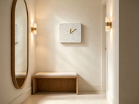 Horloge murale décorative en terrazzo, cadran carré en terrazzo, aiguilles en laiton, décoration murale pour la maison
