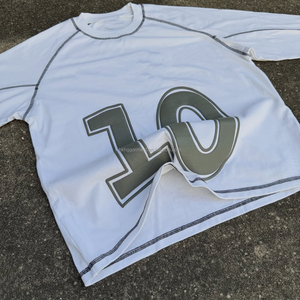 เสื้อยืดแขนยาวผู้ชายผ้าฝ้าย 100% พิมพ์ลายพัฟฟ์ สไตล์สตรีทแวร์ทรงโอเวอร์ไซส์ สำหรับฤดูใบไม้ผลิ - Product Image 4