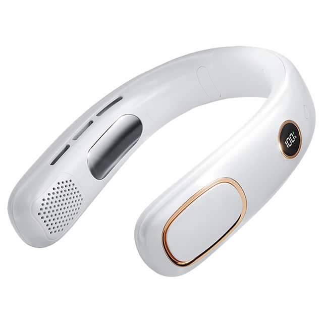 Portable Neck Fan Battery Powered USB Rechargeable Bladeless Ventilador Digital Display Neckband Fan Hands Free Wearable Fan