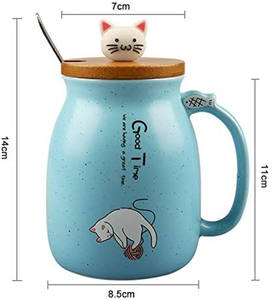 <span class=keywords><strong>Mug</strong></span> à <span class=keywords><strong>infuseur</strong></span> à thé en céramique 15 oz <span class=keywords><strong>Mug</strong></span> en céramique mignon avec <span class=keywords><strong>chat</strong></span>, 450 ml Tasse à lait, café, thé avec cuillère et couvercle en bois en forme de <span class=keywords><strong>chat</strong></span> en trois dimensions - Product Image 6