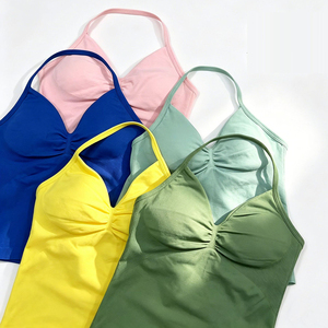 Top da Yoga da <span class=keywords><strong>Donna</strong></span> con Scollo a V e Reggiseno Integrato, Tinta Unita, Sportivo, Modellante, ad Asciugatura Rapida, Direttamente dalla Fabbrica - Product Image 1