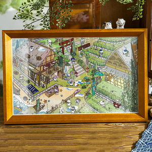 4 tờ/gói dán phong cảnh 3D mèo nhà tanri loạt Lynx chủ đề kế hoạch trang trí vật liệu kích thước lớn - Product Image 4