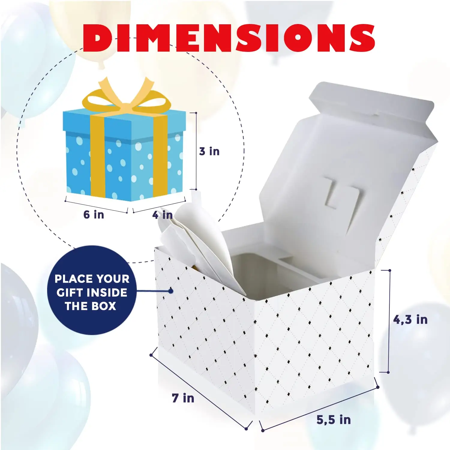 Caja de regalo de confeti blanco prémium, personalizado, barato, para cualquier ocasión, regalo sorpresa