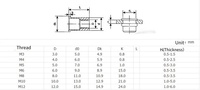 Boîte de 150 écrous à sertir M3-M10 en acier inoxydable 304 poli, à tête fraisée réduite, corps moleté, type rivet, MALAXY