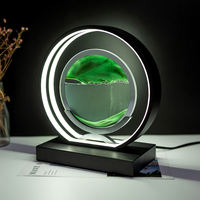 Lampe de table LED avec sable mouvant dynamique en forme de sablier, décoration artistique 3D, peinture cinétique, lumière nocturne