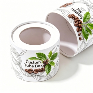 Tubo Cilíndrico de Papel Kraft Blanco Personalizado de Grado Alimenticio, Envase Biodegradable para Granos de Café y Té Orgánico con Ventana Transparente - Product Image 4