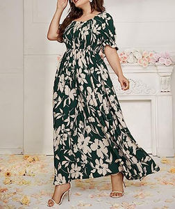Vendita calda estate Plus Size <span class=keywords><strong>abiti</strong></span> manica a sbuffo floreale <span class=keywords><strong>donna</strong></span> Casual Maxi <span class=keywords><strong>abiti</strong></span> lunghi fino al pavimento - Product Image 2