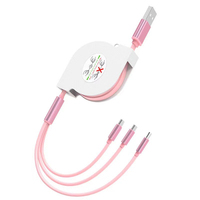 Cadeau promotionnel Câble USB rétractable universel 3 en 1 Cordons de chargeurs multiples Câble de charge 3 en 1
