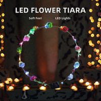 Guirlande lumineuse LED Diadème pour cheveux Couronne de fleurs Bandeau de fête pour filles Couronne de fleurs adaptée à l'âge Bandeaux pour la fête des mères