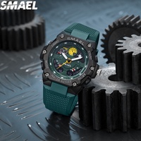 Montre numérique de sport de luxe pour homme SMAEL 8092, affichage LED, chronographe, chronomètre, alarme, résistante à l'eau 50 m, plastique