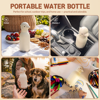 Bouteille d'eau isotherme en acier inoxydable à double paroi de 16 oz pour enfants, anti-fuite, sans BPA, avec couvercle animal