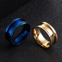 Professioneller 8mm Stufenkanten-Bohemian-Edelstahl Unisex-Verlobungsring Blanko mit Einzelkanalrillen für DIY-Einlagen-Schmuck