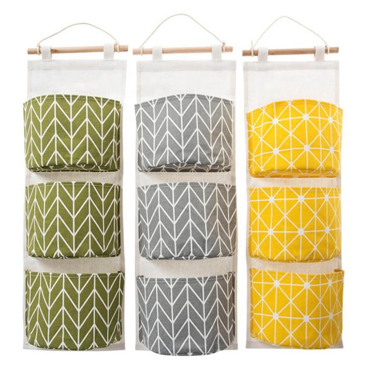 3 кармана из хлопчатобумажной ткани для гардероба, подвесная сумка для хранения мелочей