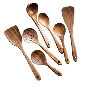 Оптовая продажа, в наличии, деревянные ложки, набор кухонной утвари для дома, инструменты для приготовления пищи с пользовательским логотипом