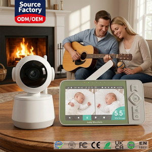 5.5 Inch <b>IPS</b> Screen Baby Monitor with 720P Resolution Touchscreen Night Vision Pan Tilt Two Way Audio Temperature Monitoring - Product Image 1