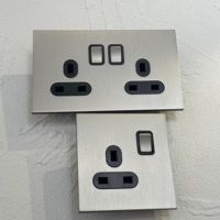 Prise murale universelle européenne française double pôle en nickel mat durable 13A/16A avec USB-C et interrupteur à bascule 86 en acier inoxydable