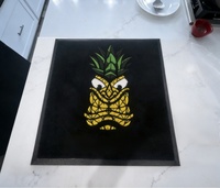 Tapis de bienvenue modulaire en nylon noir avec logo blanc pour l'hôtellerie, antidérapant, anti-poussière et anti-sable, pour usage commercial extérieur et entrée principale