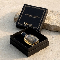 Boîte à parfum rigide noire de luxe personnalisée en deux parties avec couvercle amovible et insert ajusté pour présentation