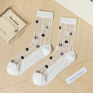 Spring Summer Women Thin Transparent Glass <b>Silk</b> <b>Socks</b> Cute Floral Crystal <b>Socks</b> Japanese Style Mid Calf Ins Trendy <b>Socks</b> - Product Image 4