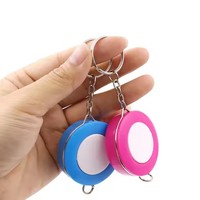 1 buah penggaris dapat ditarik portabel, ukuran pita 150cm/60 "penggaris Mini warna permen gantungan kunci anak sentimeter inci pita Gulung