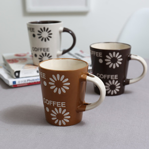 Großhandel zweifarbig 15oz benutzer definierte Keramik becher Tropf glasur Produktions linie Kaffee Tee Hand Abschied quadratischen Boden Tasse Tasse mit Löffel - Product Image 1
