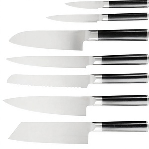 Handmade Polished Stainless Steel Chef Knife Set <b>Plastic</b> Handles Straight <b>Edge</b> Blades Right Hand Seven-Piece Kitchen Knives - Product Image 2