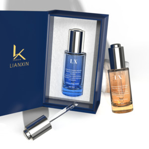 Cylindre vert personnalisé de 30ml 50ml flacon compte-gouttes bouteille de sérum vide en verre à col plat de 30ml vente de gros - Product Image 6