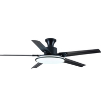Ventilateur de plafond LED moderne de haute qualité à 5 pales en fer, moteur CC, 52 pouces, télécommande, 6 vitesses