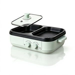 Grill électrique portable 1300W 220V/110V avec contrôle de température indépendant et revêtement antiadhésif - Product Image 1