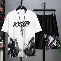 Ensemble décontracté pour homme de haute qualité, tendance estivale, marque tendance, respirant, imprimé, t-shirt et short amples pour les jeunes