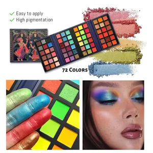 Paleta de sombras de ojos con 72 colores brillantes, mate, resistente al agua, de larga duración, kit de cosméticos en polvo prensado, paleta de maquillaje de ojos para mujer a la moda - Product Image 2
