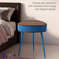Table d'appoint multifonctionnelle avec chargeur sans fil, port USB, double haut-parleur, table d'appoint moderne, table de chevet pour la maison, la chambre à coucher, le salon