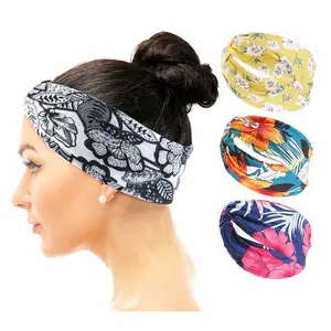 Bandeau de style imprimé à motif bohème pour femmes Salon dames accessoires de cheveux bandeaux torsadés élastiques