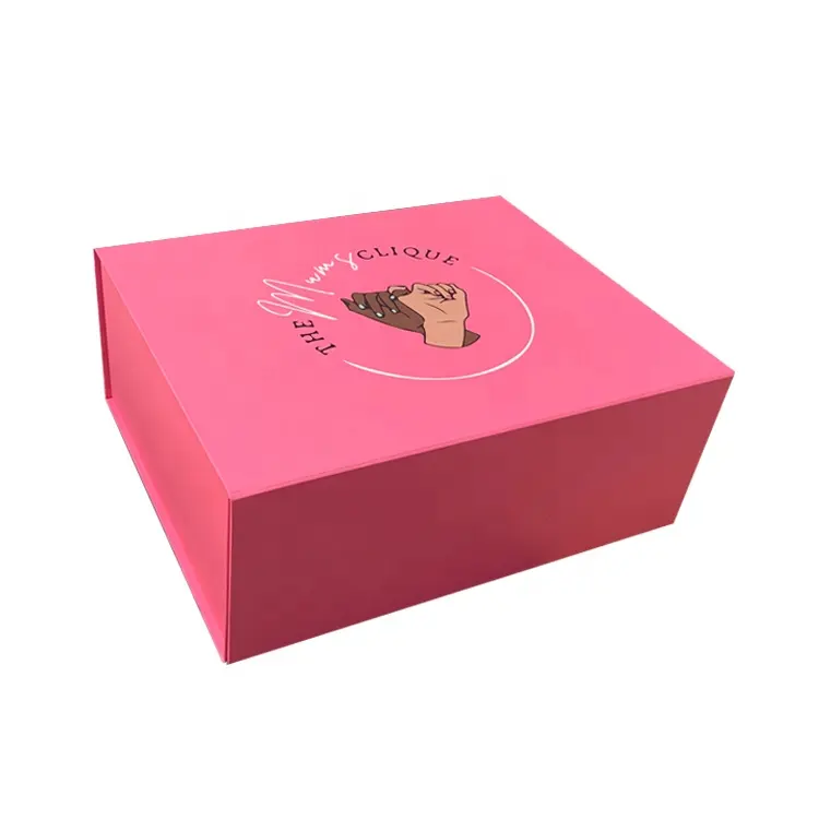 Premium Luxury Cardboard Paper Large Pink Rose Red Clothing Magnetic Gift Boxes Custom Shoe Box Packaging