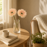Fleur artificielle réaliste en polyester, motif marguerite araignée, tige de 10 cm (3,9 pouces), tête de 40 cm (15,7 pouces), 6 couleurs, pour mariage d'automne, vente en gros