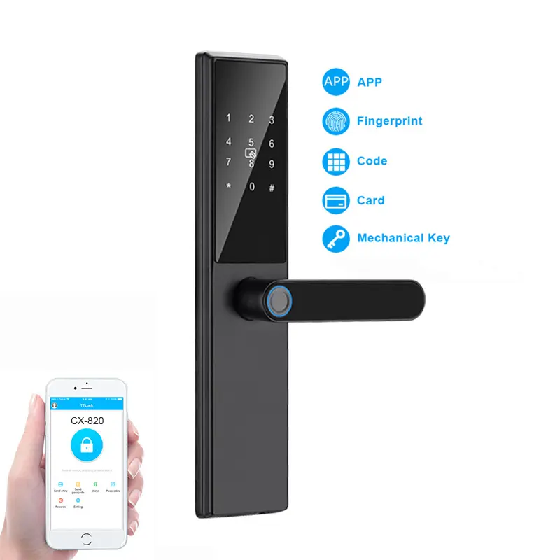 Easoc ttlock สมาร์ทโค้ด RFID บัตร IC สมาร์ทโฟนแอปปลดล็อคประตูสำหรับประตูไม้ลายนิ้วมืออัจฉริยะพร้อมกุญแจ