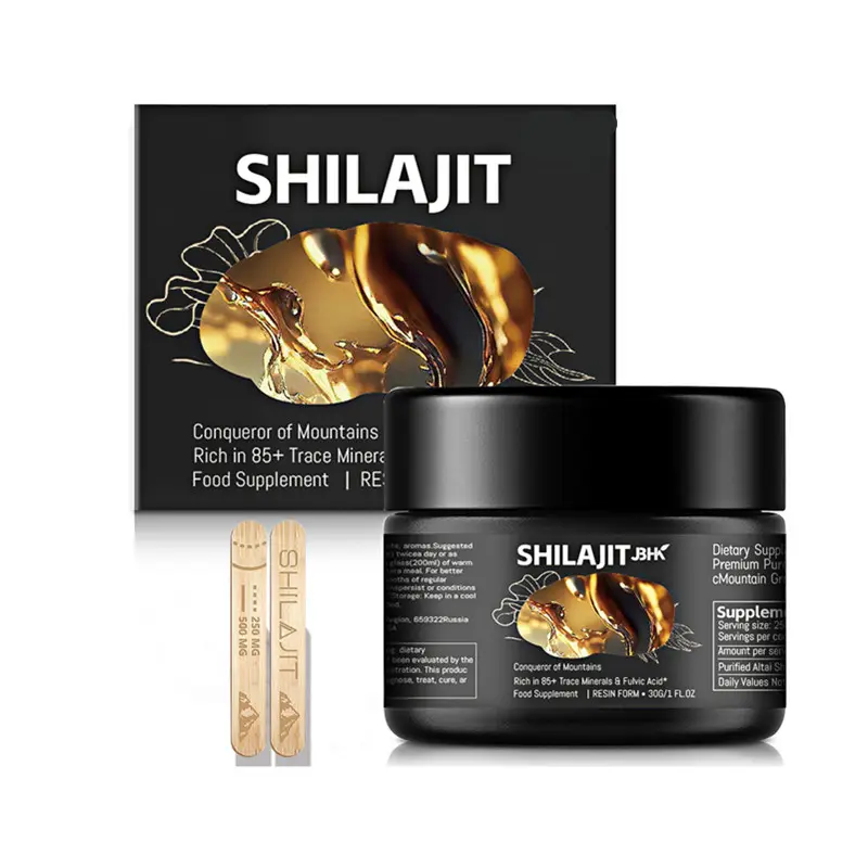 OEM/ODM/OBM extrait de Shilajit naturel pur de l'Himalaya acide fulvique liquide 50g de résine Shilajit