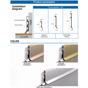 Plinthes <span class=keywords><strong>en</strong></span> alliage d'aluminium résistantes à l'humidité pour atelier, appartement, cuisine, salle de bain, salon - Auto-adhésives durables - Product Image 2