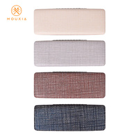 Étui à lunettes rigide ovale à texture croisée tissée, boîte de rangement pour lunettes de soleil avec logo personnalisé, vente en gros