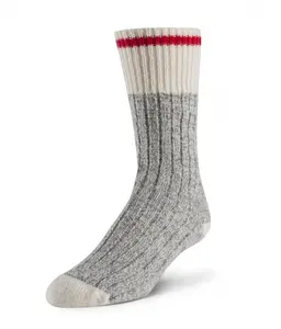 Chaussettes thermiques chauffantes en laine mérinos pour homme, logo personnalisé, rayures rouges, grises, épaisses