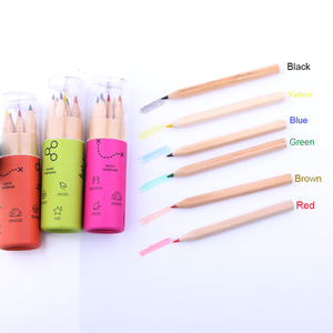 Disesuaikan Anak-anak Kecil Kayu Mini 6Pcs Pensil Warna Alami Set Kotak Hadiah Pelangi Menggambar Pensil Berwarna Tabung Pensil Warna