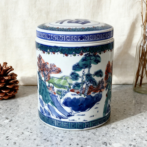 Fabrik-Großhandel Blau-Weiße Landschafts-Keramik-Urnen für Menschenasche Traditionelle Chinesische Porzellan-Bestattungsurne - Product Image 3