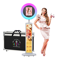 Kiosque photo iPad à hauteur réglable, résistant aux intempéries, avec interface tactile et imprimante sans fil pour mariages en extérieur et plages