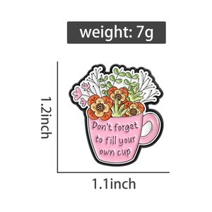 Pin de Esmalte con Diseño de Taza y Flores, Joyería de Regalo <span class=keywords><strong>para</strong></span> el Cuidado Personal y la Salud Mental - Product Image 6