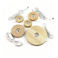 Lampe de chevet LED à boule de cristal ronde en bois alimentée par USB avec interrupteur et câble 5V pour chambre à coucher, aromathérapie et décoration