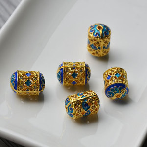 <b>Copper</b> Filigree Cloisonn Spacer Beads Rectangle Shape For <b>Bracelet</b> Making Auspicious Cloud Pattern Plated Jewelry Findings - Product Image 4