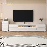 Meuble TV moderne en bois massif avec table basse intégrée pour petit appartement, salon, compatible avec les téléviseurs de 65 pouces et plus, fabriqué en Chine, prêt à l'emploi