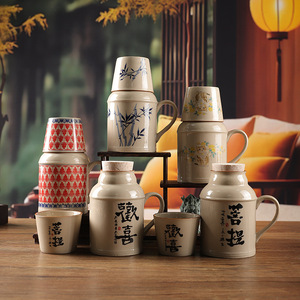 Master Gu <b>Ceramic</b> Mini Thermos Mug With Lid Hand Drawn Tea Brewing Office Use 2329B - Product Image 1