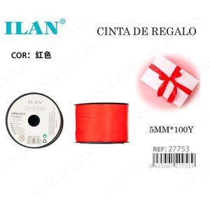 Nastro regalo Ilan 5 mm x 100 iarde rosso per confezioni - Product Image 3