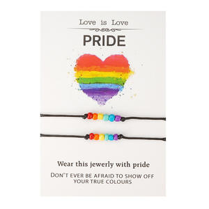 2 unids/set Love Is Love Rainbow Pride Wish pulsera Rainbow LGBT cuerda pulsera <span class=keywords><strong>Gay</strong></span> Pride joyería para Mujeres Hombres <span class=keywords><strong>amistad</strong></span> regalo - Product Image 2